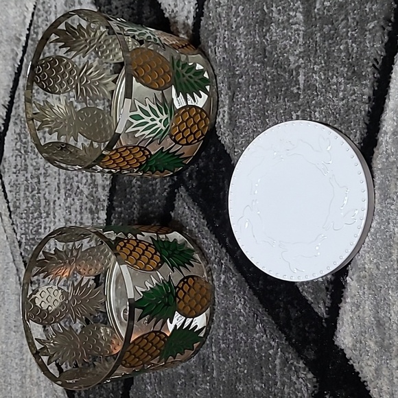 BATH & BODY WORKS PINEAPPLE 🍍 CANDLE HOLDERS BUNNY LID BUNDLE - Picture 7 of 8
